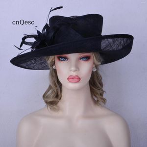 Berets Elegant Women Black Big Hat.