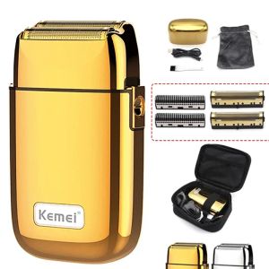 Trimmers Kemei TX1 Full Metal Electric Shaver for Men Hair Beard Double Foiled Electric Razor Bald Head Finishing Shaving Machine