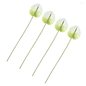 Flores decorativas 4 PCs Simulação Anthurium Andraeanum lind PO Pro ProP Fake Holding injeção moldagem