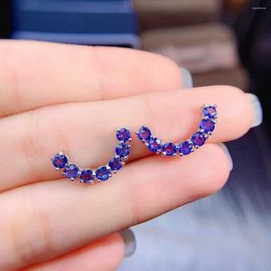 Kolczyki Dangle Olbusing Sri Lanka Sapphire na imprezę 3 mm naturalny stadnina 925 Srebrna niebieska biżuteria