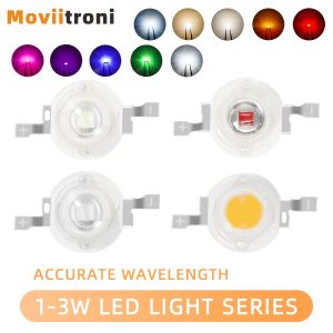 10pcs 1W 3W de alta potência Diodos de lâmpada LED miçanos brancos azuis azuis verde amarelo roxo rgb rgb para blubs chip de downlight holofotes