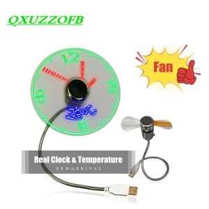 Gadgets Fan USB Time and Temperation Display Creative Cool Gift Mini Fan con LED Light USB Gadgets Laptop PC Dropship New Products