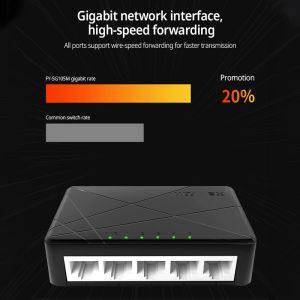 FEIYI SG105M Gigabit Ethernet Switch 1000Mbps 5-Port Desktop Ethernet Network Switch Fast Lan Hub Full/Half Duplex Plug and Play