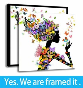 Canvas HD Print Home Deco Målning Creative Colorful Woman Butterfly Art Framed Art Ready to Hang Support Customization25441977253