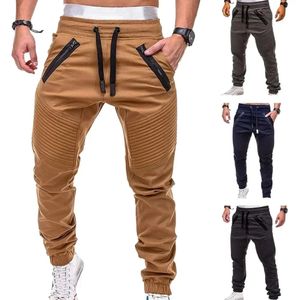 Spring and Autumn Fashion Mens Drawstring Adjustable Pocket Pants Casual Jogging Slim Fit Striped Clothing 240402