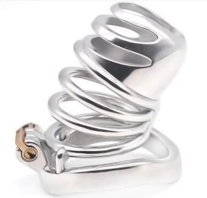 Arrival Gourd Head Male Stainless Steel Cock Cage With Curve Penis Ring Lock Men Device Adult Sex Toy F153027020