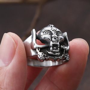 Gothic 14K Gold Rings For Men Ethnic Retro Style Skull Biker Mens Ring Rock Punk Ring Fashion Jewelry