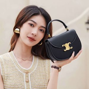 Leather Handbag Designer Sells New Women's Bags at 50% Discount Small Bag Portable Single Shoulder Leather Semicircle Female