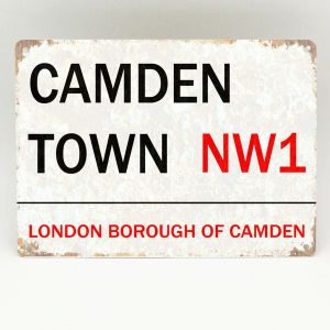 Camden Town Metal Sign London Street Market Vintage Retro NW1 Plaque Man Cave Home Decor