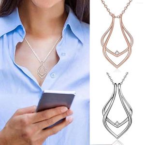 Pendant Necklaces Zircon Crystal Ring Holder Necklace For Women Wedding Choker Geometric Keeper Chain Jewelry Collier