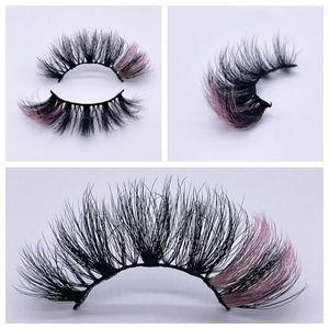 Falska ögonfransar 20 mm färg ögonfrans fluffiga fransar färgade hörn rörig lång makeup grossist 3d frans färgglada blandade faux cils leverantörer