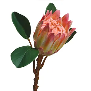 Fiori decorativi QSM 1 stelo 52 cm King artificiale Protea Silk Real Touch Decor tropicale Bouquet