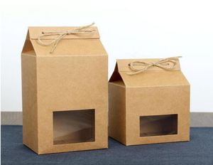 Tea packaging cardboard kraft paper bagClear Window box For Cake Cookie Food Storage Standing Up Paper Packing Bag1557095