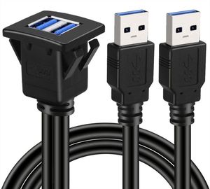 Podwójne porty kwadratowe USB 30 Panel Płuka przedłuża kabel z klamrą do ciężarówki samochodowej łodzi motocyklowa deska rozdzielcza motocyklowa 3FT3747278