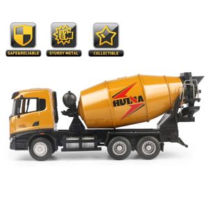 Huina 150 Simuleringslegering Mixer Truck Model Sliding Engineering Heavy Vehicle Rotation Discharge Car Toy for Chlidrens Gifts 240409