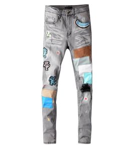 Mens Jeans Street Style Pants Fashion Patch Straight Trousers Men Casual Wear Zipper Denim Long 6 Model High Qality9223648