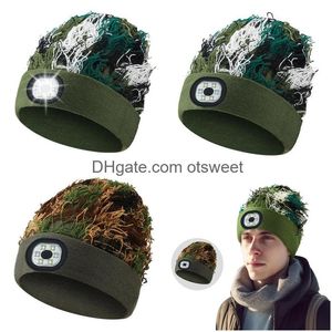 Cycling Caps Masks Led Lamp Clava Died Knitted Fl Face Ski Mask Shiesty Camouflage Knit Fuzzy Drop Delivery Fashion Accessories Hats Otr5P