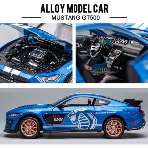 Skala 1/24 Mustang Shelby GT500 Metal Diecast Alloy Toy Cars Model Prezent dla chłopca Dzieci Toys Pojazd szybki i wściekły