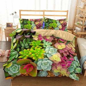 Bedding Sets Home Textile 3D Print Set Tropical Green Plants Cactus Kids Bed Capa Broachadas de edredão adulto criança 2/3pcs