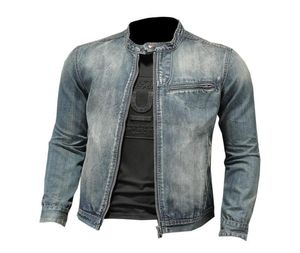 Men039s Jackets Vintage Biker Slim Fit Retro Motorcycle Racing Pain Верхне промытые синие ветровые вершины плюс размер M4XL5420068