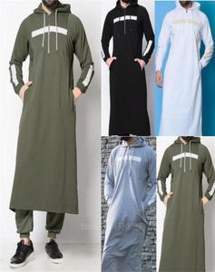 Uomini musulmani con cappuccio di maglione caftano top jubba thobe arabo abito lungo islamico s Arabia abito abaya Dubai blusa sciolta3218440