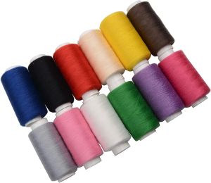 12 Color Set of Polyester All-Purpose Sewing Threads Prewound Bobbin and Sewing Machine DIY Crafts Embroidery Thread 380 Yards