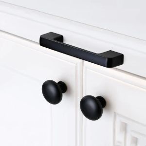 Kkfing 1pc Modern Black Aluminum Kitchen Murniture Handle