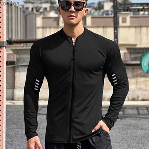 Męskie kurtki wiosenne i jesienne kurtki męskie i sportowe trening gimnastyczny trening sportowy z długim rękawem Jogging Mens Jacket Cardigan Zippered Running Furtl2404