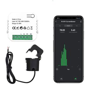 Tuya WiFi Energy Meter 80A Stromtransformator Klemme KWH Elektrizitätsleistung Monitor für Alexa Home Voice Control