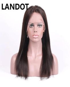 LANDOT Pre Plucked Hairline Lace Front Bob Human Hair Wigs Brazilian Peruvian Malaysian Indian Straight Virgin Hair Wigs Natural B5570188