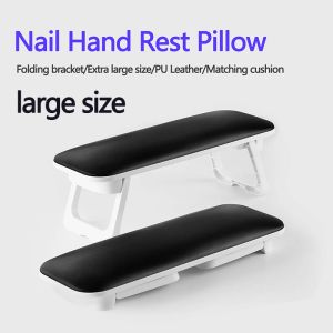 Rests Big Size Folding Hand Rest Pillow Hand Cushion Manicure Table Pu Leather Nail Arm Rest Nail Art Stand för Nails Salon Desk Tool