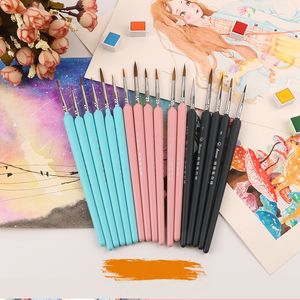 Pink Hook line pen Watercolor Soft Hair oil Painting Extra fine Weasel Hair Hand Painted 000 00 0 Brush Gouache Acrylic Painting