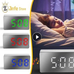 1Pc LED Mirror Table Clock Digital Alarm Snooze Display Time Night Light Desktop USB Alarm Clock Home Decor Gifts For Children