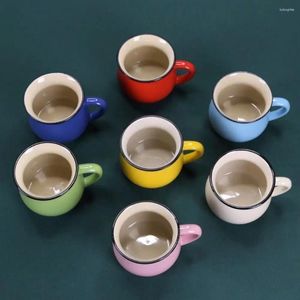 Mugs 1Pc 175ml Retro Cups Ceramic Cup Big Belly Camping Outdoor Tea Coffee Pot Cream 6.5cm