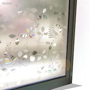 Window Stickers 60 400 Cm Frosted Laser Leaf Decorative Film Self-Adhesive 3D Stained Static Cling Privacy Protective Glass