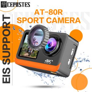 Câmeras cerastes 4k 30fps WiFi Antishake Action Camera Screen dupla Tela de 170 ° de largura de 30m câmeras de câmera esportiva à prova d'água