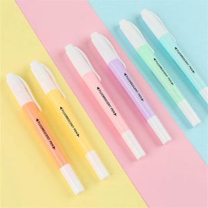 6st/set Highlighter Pen Marker Brush Penns Fluorescerande Pen Ritning Höjdpunkter Double-head med Penns Pastel Stationery