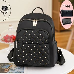 Waterproof Nylon Cloth Women Backpack Designer Light Travel Fashion School Bags for Teenage Girls Casual Shoulder 240329