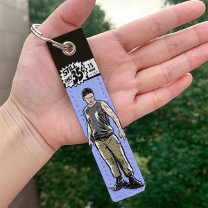 Comic book Joel Ellie The Last of Us leather motorcycle Key chain Strap Key rings Hanging Holder Bag Wallet Trinket Hanging Bag