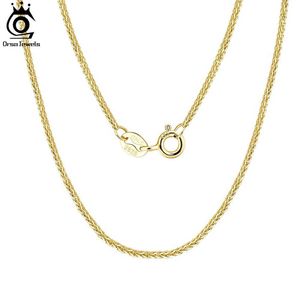 Pendant Necklaces ORSA JEWELS Italian Handmade 1.2mm Chopin Chain Necklace Solid 925 Sterling Silver Womens 14K Gold Plated Chain Jewelry SC53Q