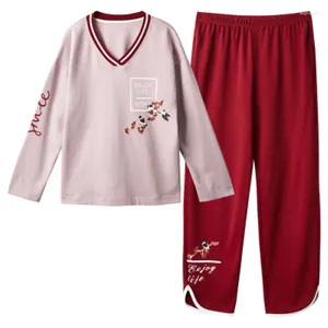 Home Clothing 2024 Autumn Winter Thin Carton Generation Women Long Sleepwear Suit Gift Female Sleepsets Pajamas Sets For