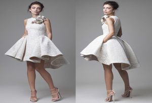 Krikor Jabotian Wedding Dresses Jewell Lace Aptliques Sreeveless High Low Bridal Gowns短いアラインビーチウェディングドレスFlower5466245