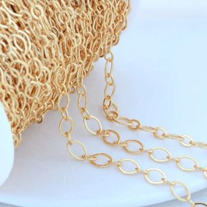 Cadeias de latão com cor de ouro 14K Correntes ovais redondas de jóias DIY Jóias de colar de jóias de pulseira Fazendo componentes DIY