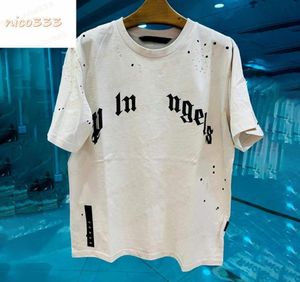 23ss New t shirt torn arc letters cotton round neck loose and versatile street personality short sleeves for men and women7786909