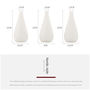 白いセラミックフラワー花瓶幾何学的なマット花瓶ドロップ型植物水耕容器ホームガーデンデコレーション