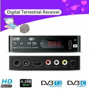 Box DVBT2 DVBC Digital TV Tuner Receiver Fully 1080P HD Decoder TV Box DVBT M3U H.265 Youtube TV Receptor Europe Set Top Box