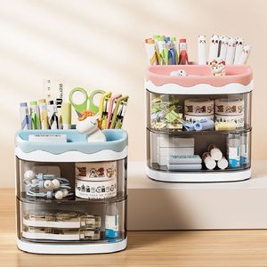 Practical Multi-Functional Desk Organizer Pen Holder Cosmetics Storage Shelf Stationery Organizer School Office Supplies