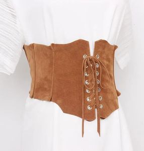 Женская взлетно -посадочная полоса Fashion Faux Lebede Leather Bandage Cummerbunds Женская платье корсеты пояс