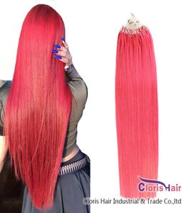 Gruby końcowy różowy pętla mikro pierścień 100 Human Hair Extensions Brazilian Remy Capsule Keratin Micro Link Koralik Włosy 100 pasm 08821418