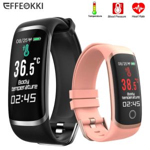 Pulseiras effeokki wearfit 2.0 bracelete inteligente relógio de temperatura etapa contador de freqüência cardíaca Termômetro de touch touch fitness rastreador de banda